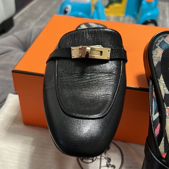 Hermes Mules Shoes Black and Gold size 40 - Picture 10 of 10